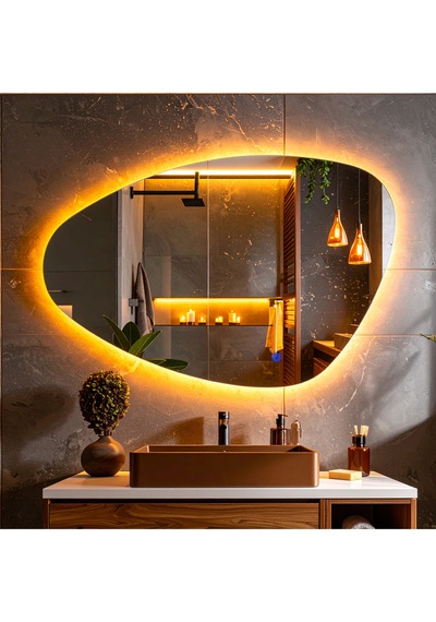 Luce Amber Led'li Lavabo & Banyo Aynası Dokunmatik Sensörlü 100 X 65 Cm Turuncu
