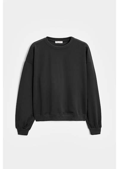 Sââde Kadın Oversize Bisiklet Yaka Basic Casual Sweatshirt Siyah