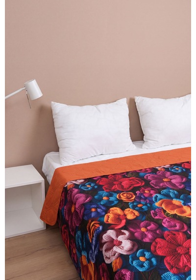 Örgü Çiçekler 5d Çok Amaçlı Tek Kişilik Baskılı Pike & Yatak Örtüsü 160x220 Cm Çok Renkli