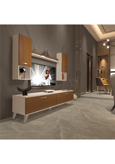 Decoraktiv Eko 5da Mdf Std Retro Tv Ünitesi Tv Sehpası Beyaz - Ceviz