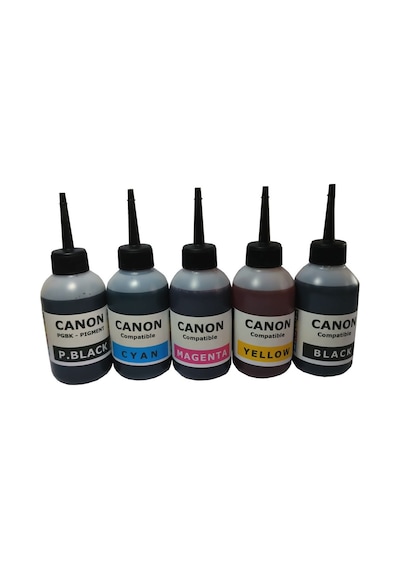 Canon Mg8250 Mx715 Mx885 Mx895 Uyumlu Kolay Dolan Kartuş+5x100ml Mürekkep 5 Renk Dolu