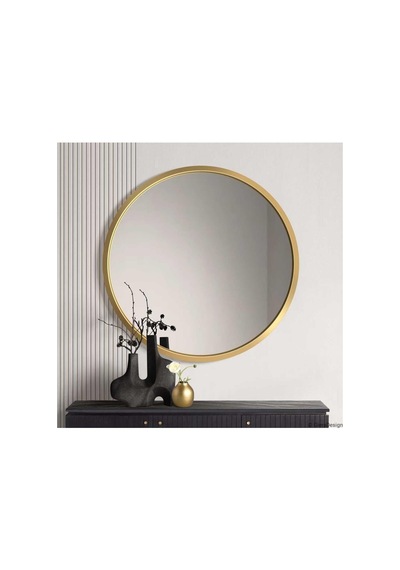 70x70 Yuvarlak Çerçeveli Dekor Aynası/banyo Aynası/dekoratif Makyaj Aynası Altın 70 X 70 Çok Renkli