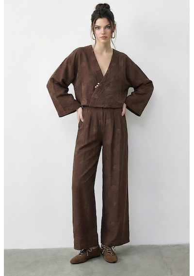 Shade Kadın Kendinden Çiçek Desenli Kruvaze Kimono Salaş Pantolonlu Alt-üst Takım 60613 60283998 - Acı Kahve Çok Renkli Shade Kadın Kendinden Çiçek Desenli Kruvaze Kimono Salaş Pantolonlu Alt-üst Takım 60613 60283998 - Acı Kahve Çok Renkli