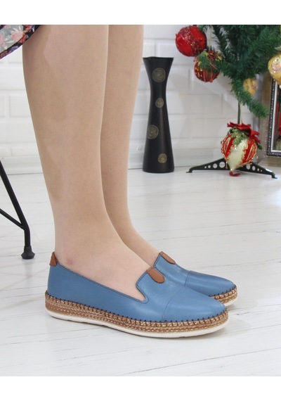 Nesil Shoes Syg P01 Mavi Hakiki Deri Kadın Ayakkabı-mavi Mavi