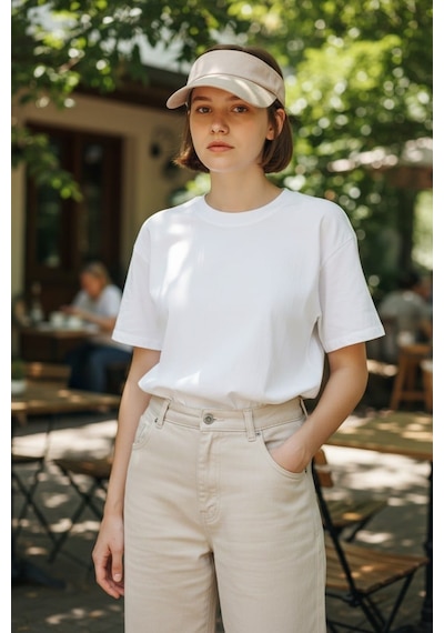 Eleven Markets Unisex Uv Koruyucu Vizör Kasket Siperlik Tenis Gabardin Şapka Beyaz Bej