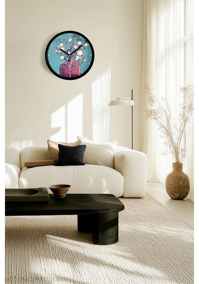 Modern Duvar Saati - 25cm - Önü Camlı Siyah Kasa - Sessiz Mekanizma-jh0159 Siyah