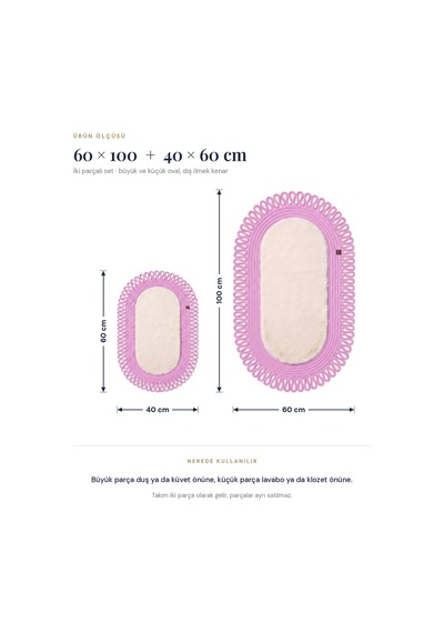 Banyo Paspası Takımı 60x100+40x60 Cm Dış Trikot Bej & Pembe