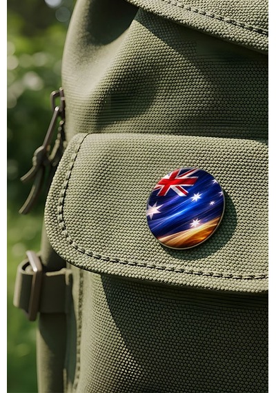 Avustralya Australia Abstract Ülke Bayraklı Buton Rozet - 44 MM 5 Adet Çok Renkli