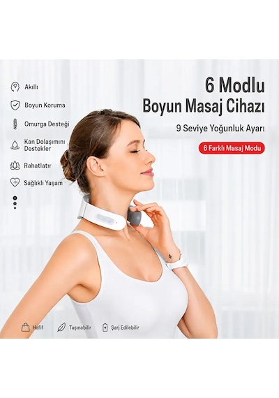Ezere Neckrelief Pro Ultrasonik Dalgalı Ve Isıtmalı Rahatlatıcı Boyun Masaj Aleti- 5775