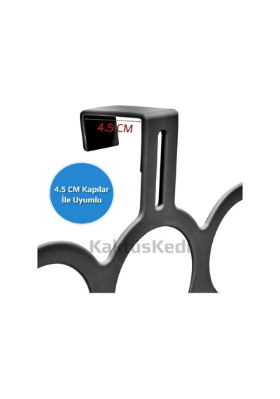 Kalın Kapılarla Uyumlu Kapı Arkası Askılık Gri Antrasit, 7480000717114 Çok Renkli