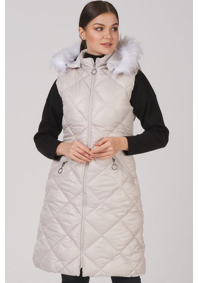 Z6717 Dewberry Bayan Yelek-krem Krem