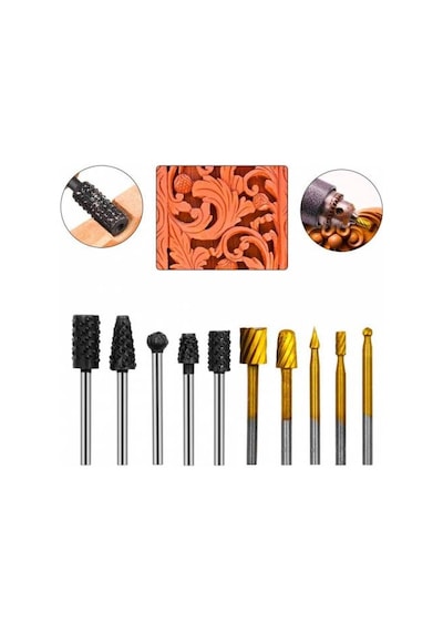 Mini Gravür Makinası İçin Ahşap Oyma Törpüleme Delme Eğe Freze Uç N11.892