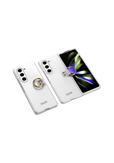 Samsung Galaxy Z Fold 5 İle Uyumlu Kılıf Yüzüklü Kamera Korumalı Mat Görünüm Telefon Kılıfı Kapak