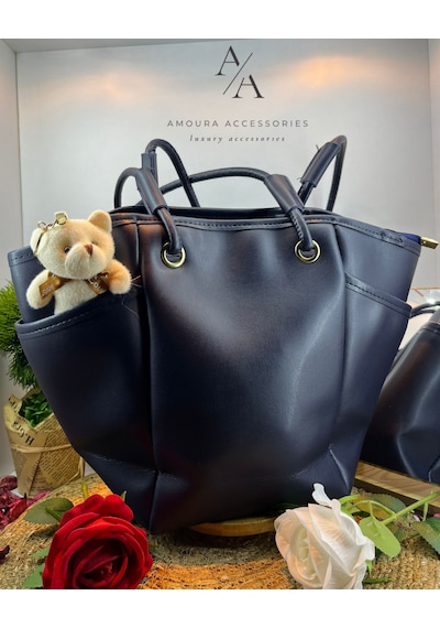 Amoura Moura Accessories Lüks Tasarım Bayan Omuz Ve Kol Çantası Lacivert