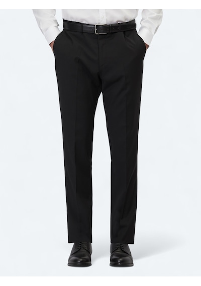 Kip Siyah Düz Dokuma Slim Fit Klasik Yün Karışımlı Pantolon Pant-454