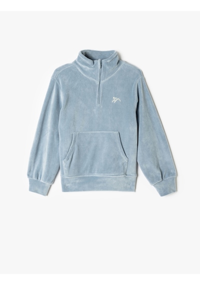 Koton Kadife Sweatshirt Dik Yaka Yarım Fermuarlı Uzun Kollu Mavi 5wkg10191ak Mavi Koton Kadife Sweatshirt Dik Yaka Yarım Fermuarlı Uzun Kollu Mavi 5wkg10191ak Mavi