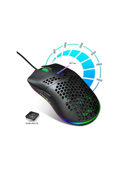 J900 Kablolu 6400 Dpı Rgb Oyuncu Mouse Diğer