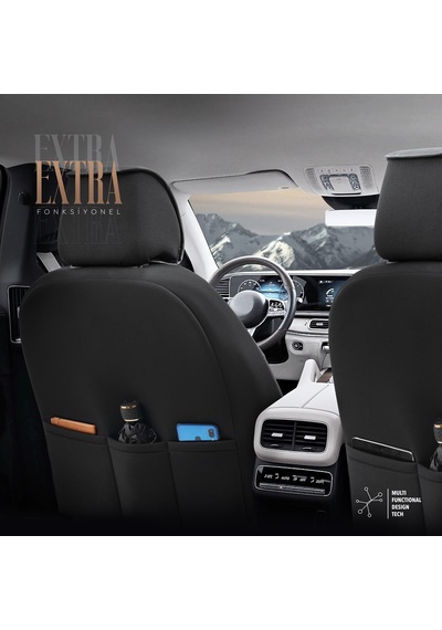Advanced Design Özel Tasarım Premium Süet-Deri Ekstra Destekli Universal Oto Koltuk Kılıfı Tam Set
