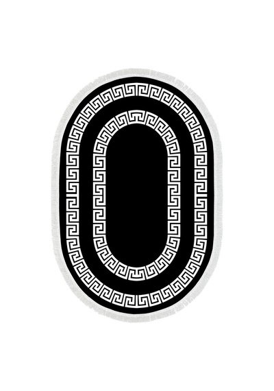 Eko Trend Djt Banyo Paspası Yıkanabilir Kaymaz Taban 650m Oval Modern Siyah