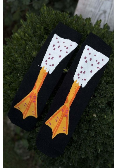 Lousocks Unisex Tavuk Bacağı Desenli Siyah Soket Çorap