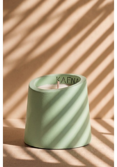 Kafna Matcha Kokulu Dekoratif Beton Mum - %100 Soya Wax Yeşil Mint Yeşili
