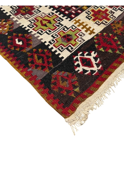 El Dokuma Antika Gömürgen Kilimi 112x150 Kök Boya %100 Yün Kilim