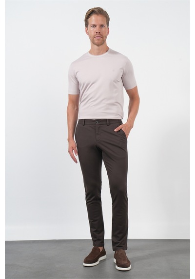 İmza Kahverengi Yan Cep Slim Fit Esnek Jogger Pantolon 1003260274