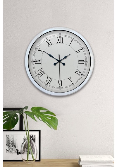 40 Cm Beyaz Metal Retro Duvar Saati