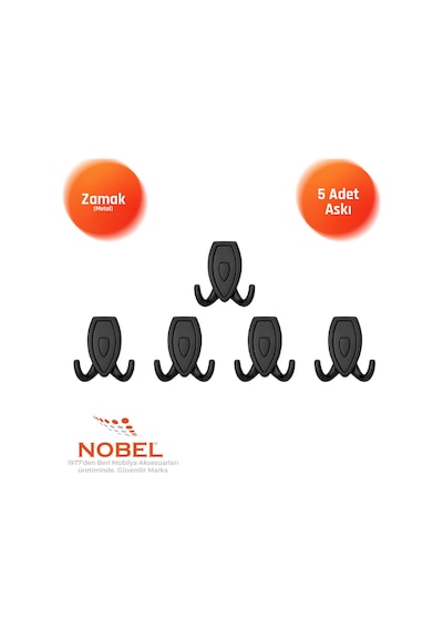 Zepli N Askı, Metal Vestiyer Askısı, Matsiyah Si Yah, Duvar Ve Dolap Askılığı 5'li Set Vidalı Matsi Yah