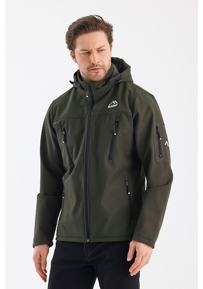 B.he.z Çıkartılabilen Fermuarlı Kapüşon Cepli İçi Polarlı Su Geçirmez Softshell Erkek Mont Haki Haki