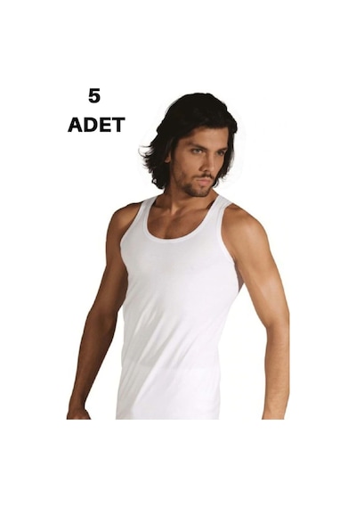 Tutku 5'li Paket 0101 %100 Pamuk Penye Erkek Atlet - - Atlet - Beyaz - 5 Xxl 001