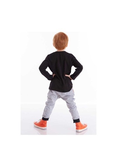 Denokids Erkek Çocuk Kaplan Pençesi T-shirt Pantolon Takım - Siyah Siyah