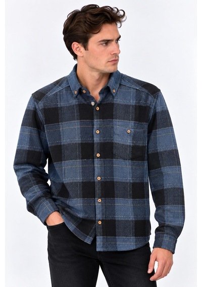 Classics Men Regular Fit Erkek Kışlık Hakiki Oduncu Gömleği Lacivert