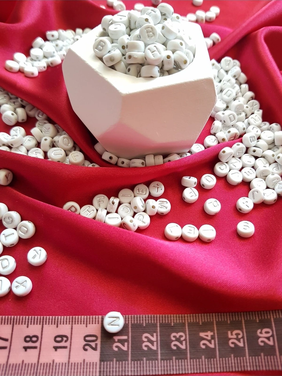 50 Gr Karışık Harf Boncuk, Harfli Takı Boncuğu, 350-375 Adet Gümüş Renkli