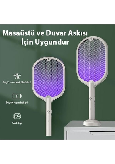 Coofbe Çok Katmanlı Uv Işıklı Şarjlı 3000v Elektrikli Sivrisinek Öldürücü Sinek Kovucu Raket 001