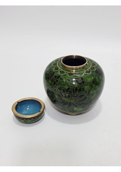 Antika Cloisonne Kapaklı Kavanoz 13cm 019
