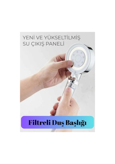 5 Fonksiyonlu Su Tasarruflu Çelik Paslanmaz Su Çıkışlı Filtreli Turbo Duş Başlığı Hortum Set Çok Renkli