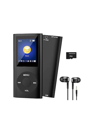 Metal Mp3 Çalar Dijital Ekranlı Mp4 Player Ses Kayıt Fm Radyo 32gb  Hafıza Kartı