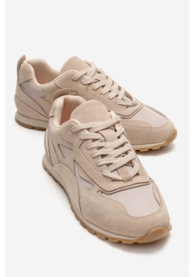 Luvishoes Sahra Bej Süet Hakiki Deri Kadın Sneaker Bej