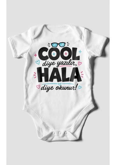 Morivokids Cool Diye Yazılır Hala Diye Okunur Kısa Kollu Bebek Body %100 Pamuk Zbn152-kk Beyaz