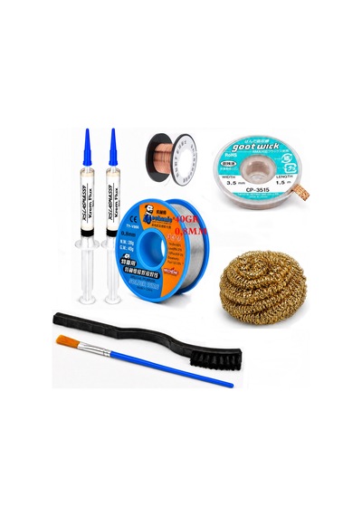 Lehim Seti 0,8 Mm 40 Gr Lehim Teli Flux Cp-3515 Lehim Emme Ve Yol Çekme Teli Temizleme Set St403