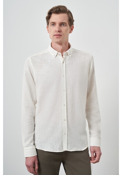 Morven Erkek Beyaz Trend Keten Slim Fit Düğmeli Yaka Gömlek 25ys004013600 Beyaz Beyaz