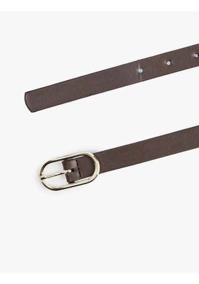 Koton Metal Oval Toka Detaylı Suni Deri İnce Kemer Kahverengi 7wak10105aa Kahve
