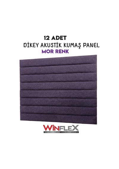 Akustik Kumaş Kaplı Dikey Panel 15x210cm - 12 Adet Mor Renk