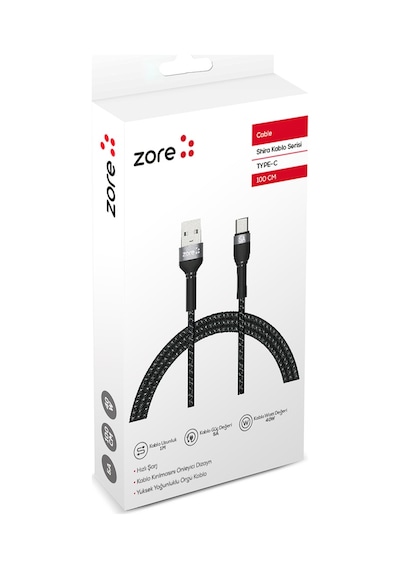 Siyah Shira Serisi Type-c Usb Kablo 1 Metre-zore