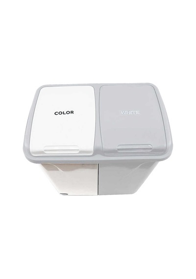 Violet Still Çamaşır Sepetli 6 Parça Kare Banyo Seti Beyaz - Gri