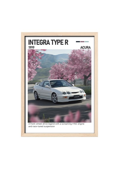 Honda Integra Type-r Ahşap Çerçeveli Poster Tablo Jdm Efsanesi Ahşap 01