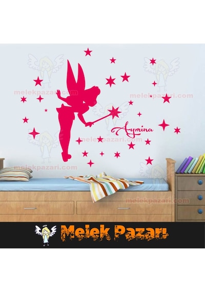 İsim Yazılabilir Yıldızlar Ve Peri Çocuk Odası Duvar Sticker