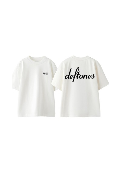 Thewert Deftones 17 Tasarım Sırt Baskılı Pamuk Beyaz Oversize T-shirt