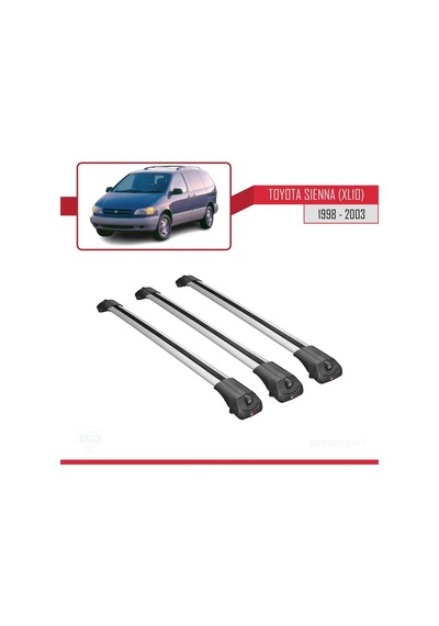 Toyota Sienna Xl10 1998-2003 Arası İle Uyumlu Ace-1 Ara Atkı Tavan Barı Gri 3 Adet Bar
